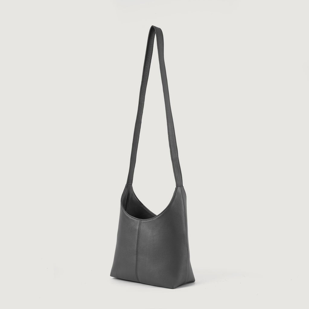 The Stefani Grey Leather Hobo Bag