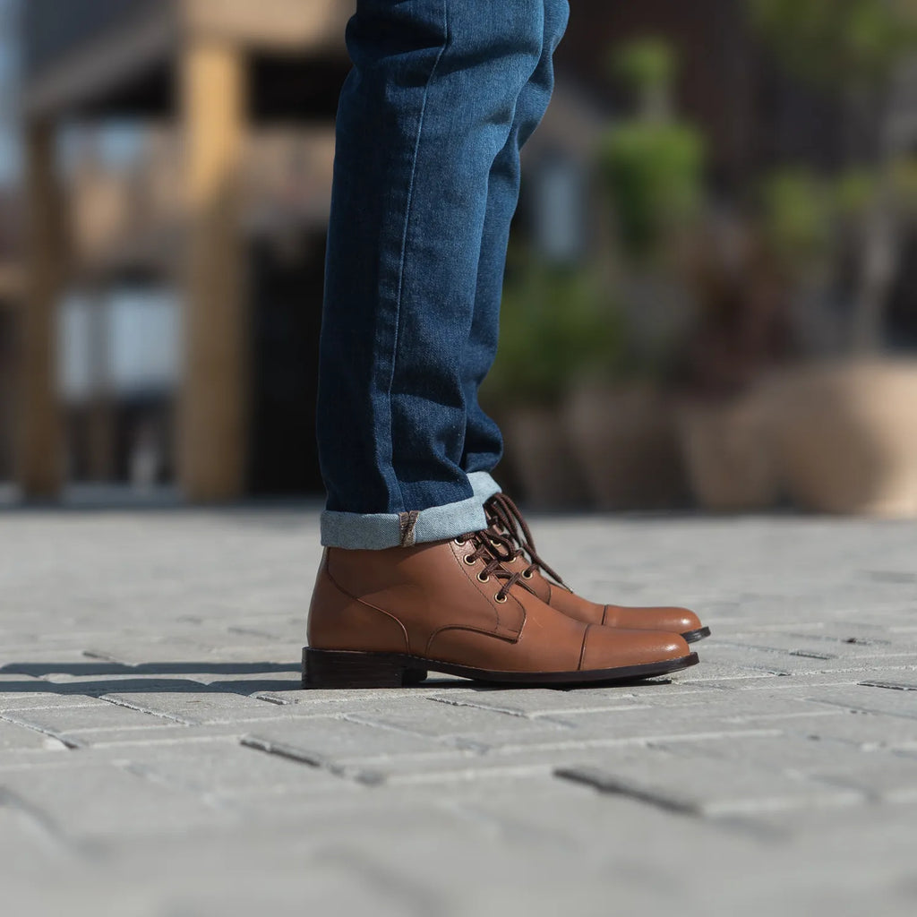 Knight Derby Tan Leather Boots