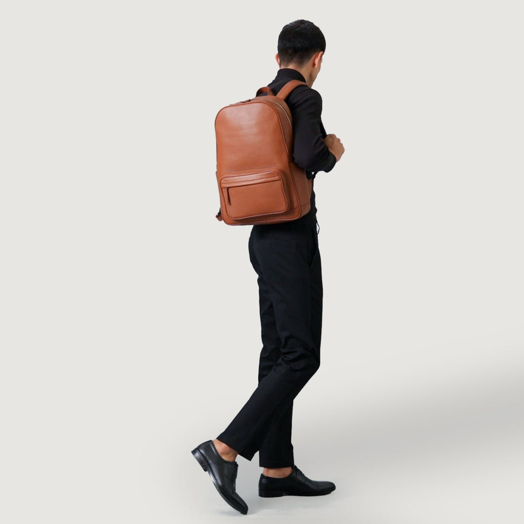 The Philos Brown Leather Backpack