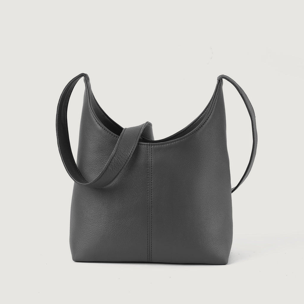 The Stefani Grey Leather Hobo Bag