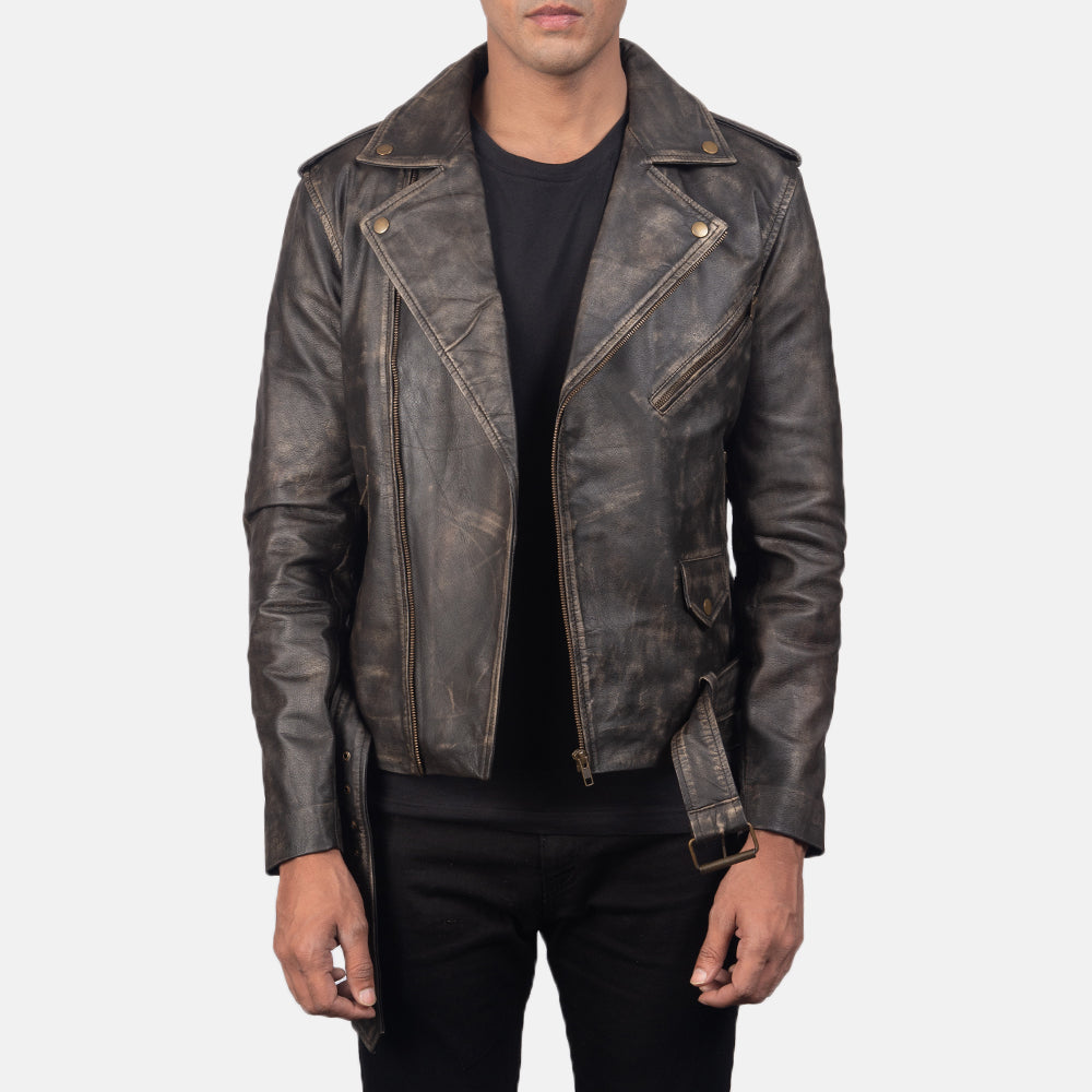 [FS] Allaric Alley Distressed Brown Leather Biker Jacket