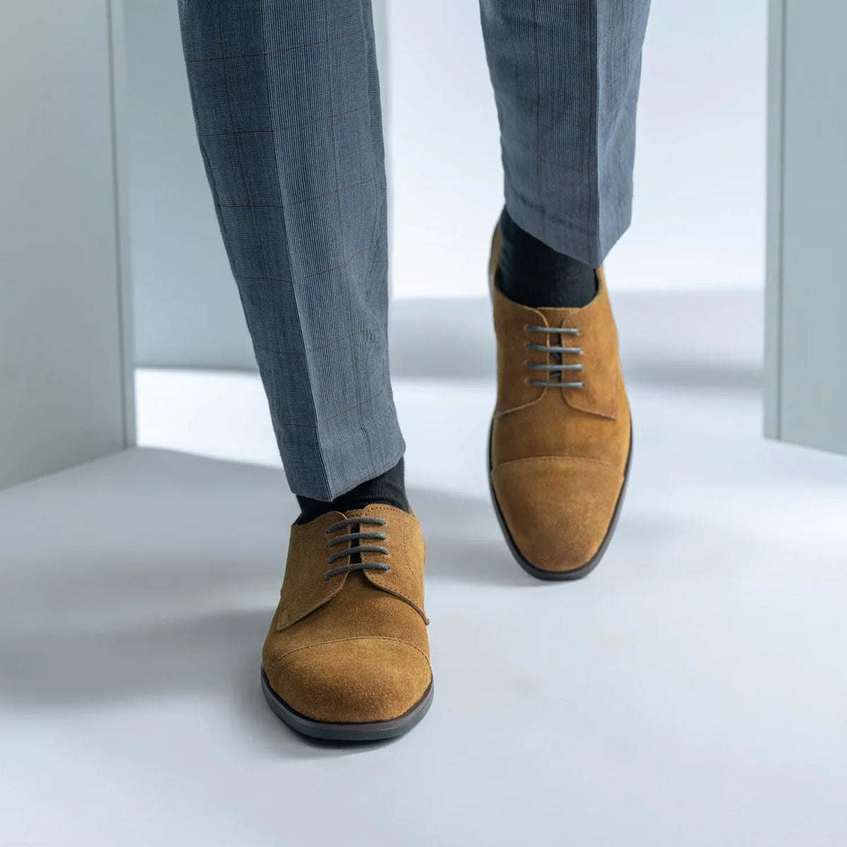 Attorney Derby Brown Suede Leather Shoes - StudGuard