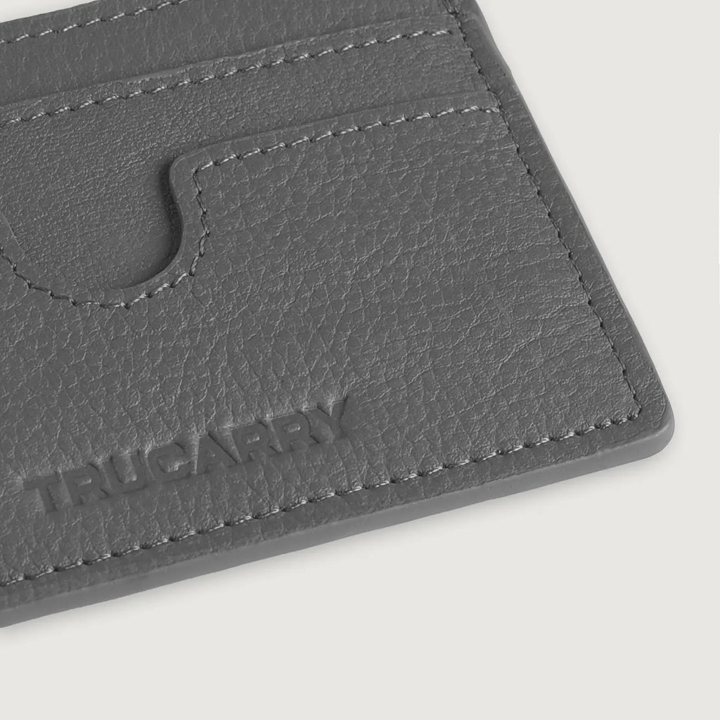 Karl Grey Leather Card Holder