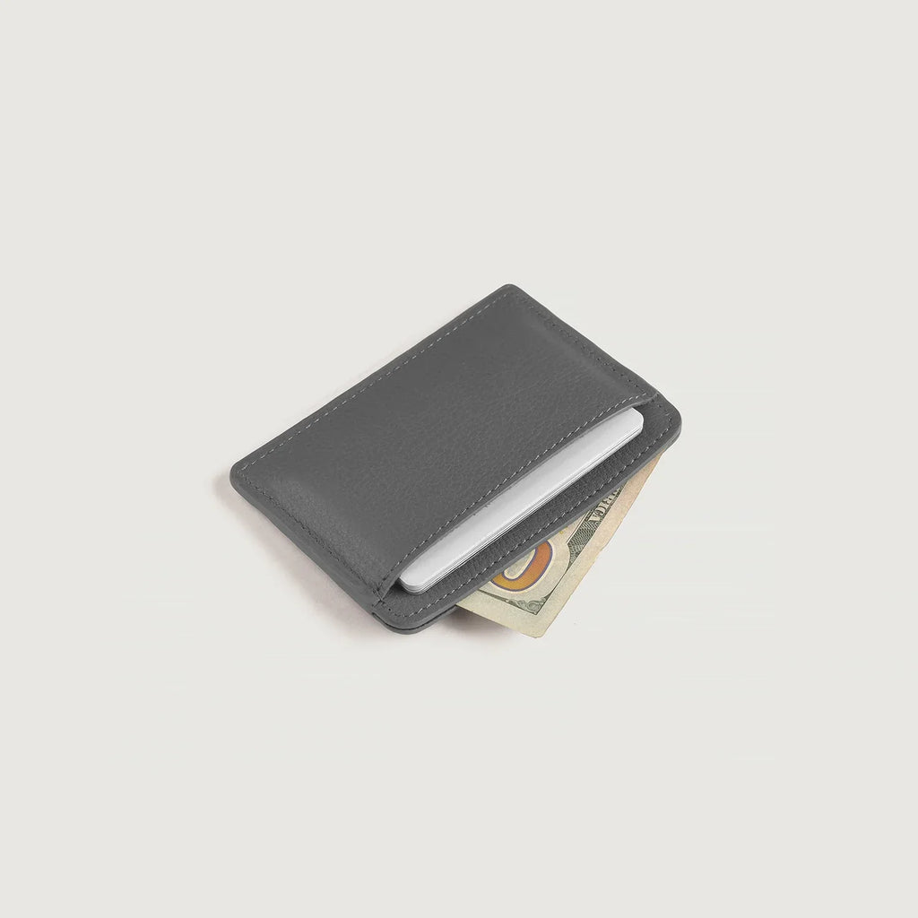 Karl Grey Leather Card Holder