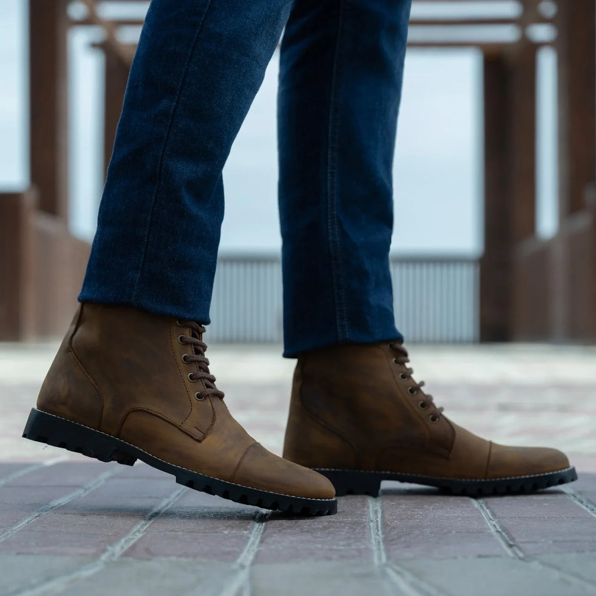 Knight Derby Burnt Copper Pullup Leather Boots - TerraGrip
