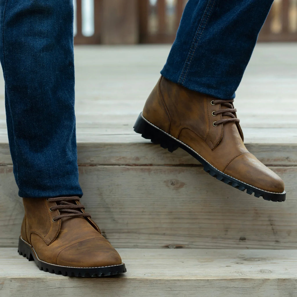 Knight Derby Burnt Copper Pullup Leather Boots - TerraGrip