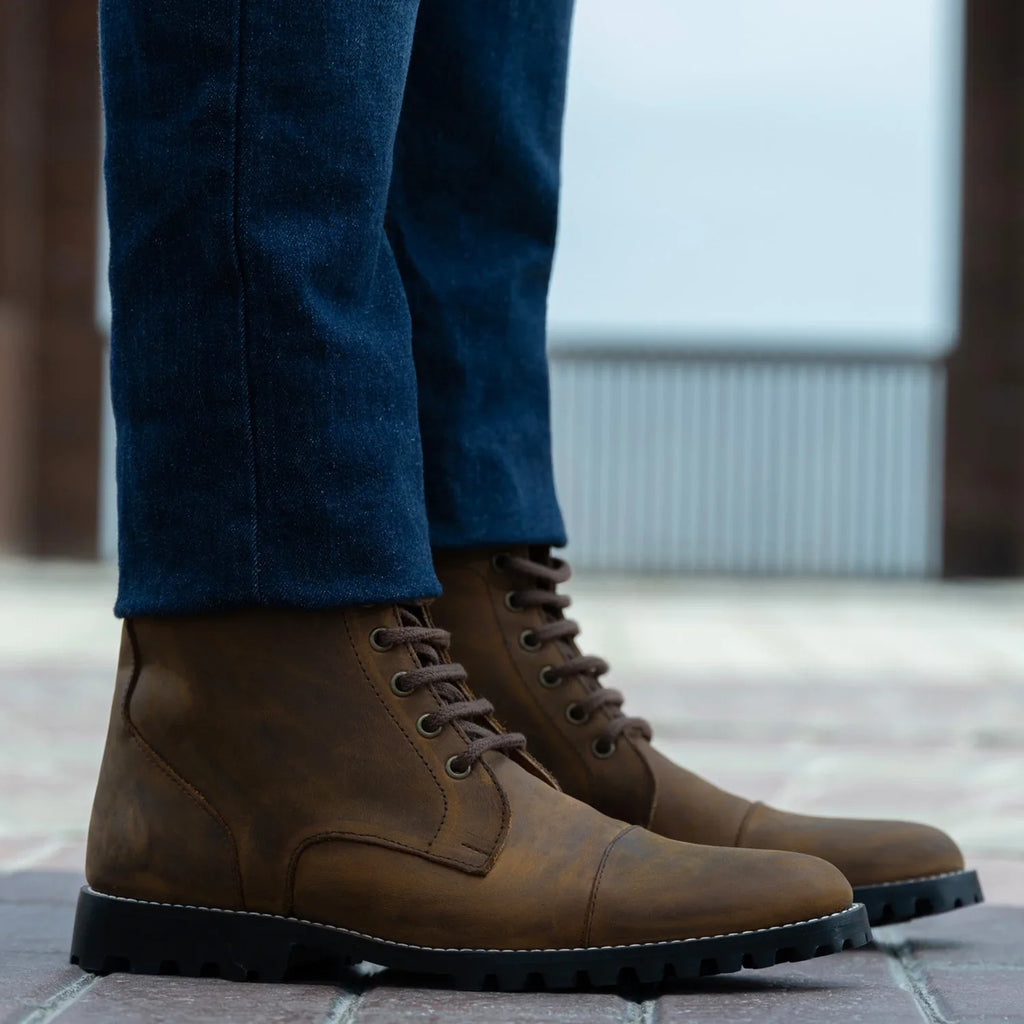 Knight Derby Burnt Copper Pullup Leather Boots - TerraGrip