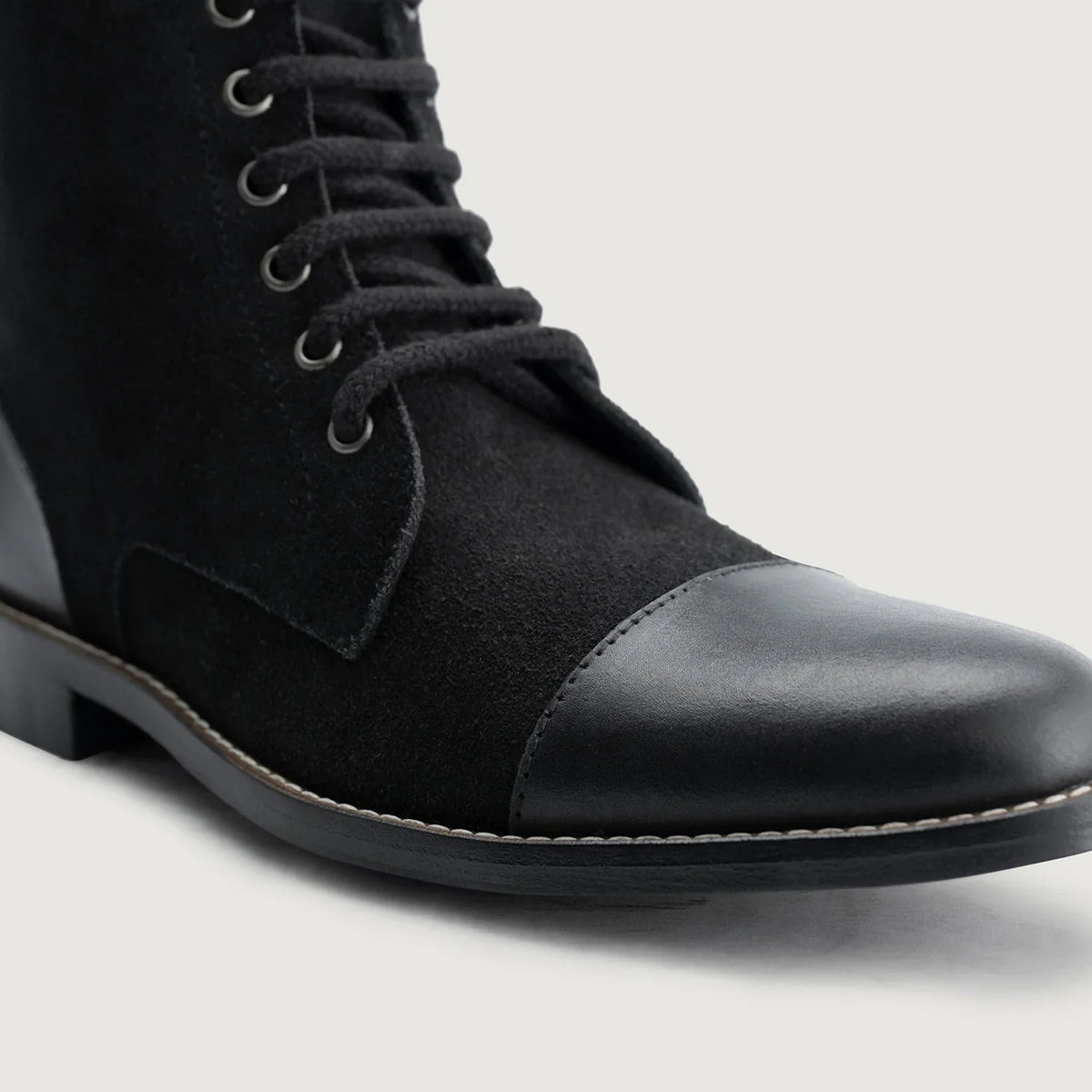 Knight Derby Hybrid Black Leather Boots - StudGuard