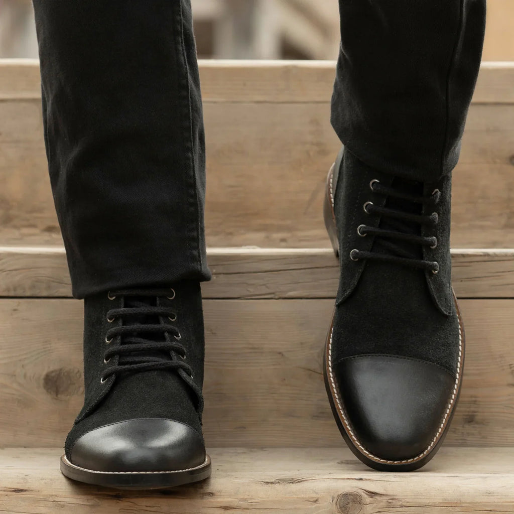 Knight Derby Hybrid Black Leather Boots - StudGuard