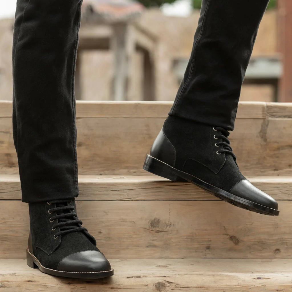Knight Derby Hybrid Black Leather Boots - StudGuard