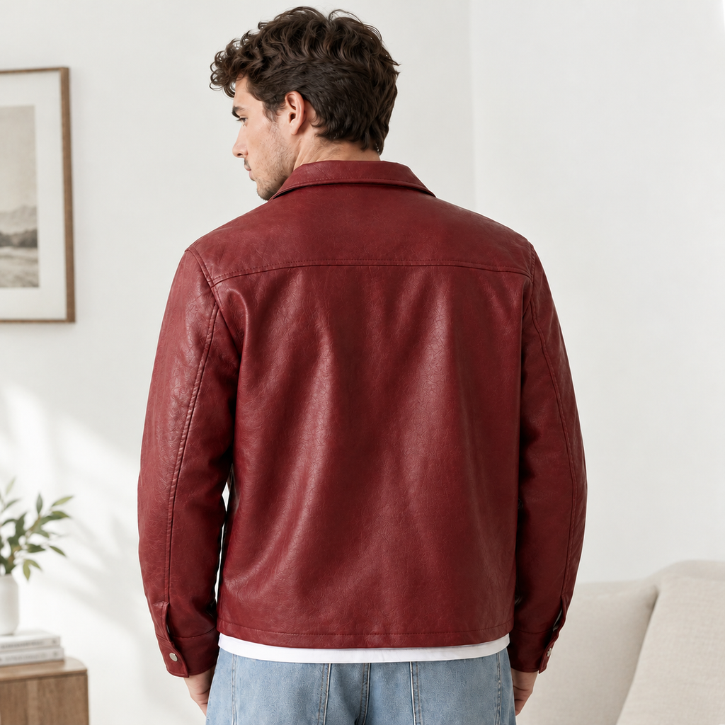 Men’s PU Leather Jacket – Casual Zip-Up Jacket for Everyday Wear