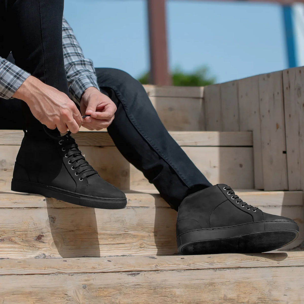 Marty High Top Black Nubuck Sneakers