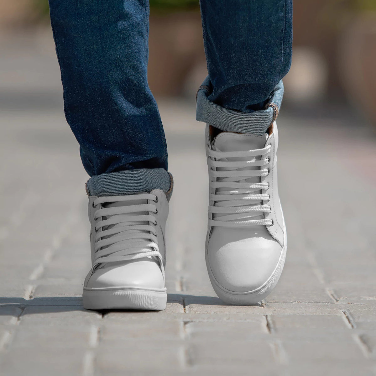 Marty High Top White Leather Sneakers