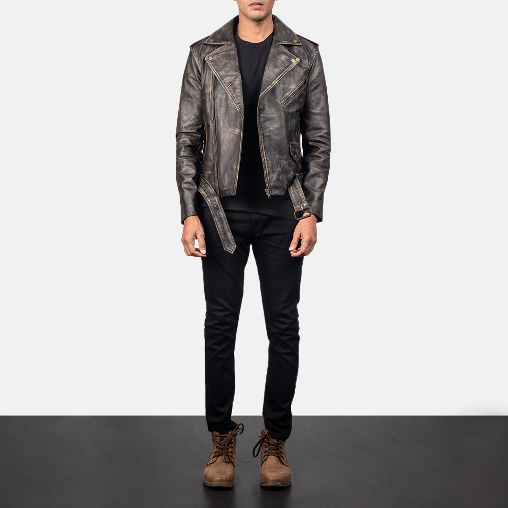 [FS] Allaric Alley Distressed Brown Leather Biker Jacket