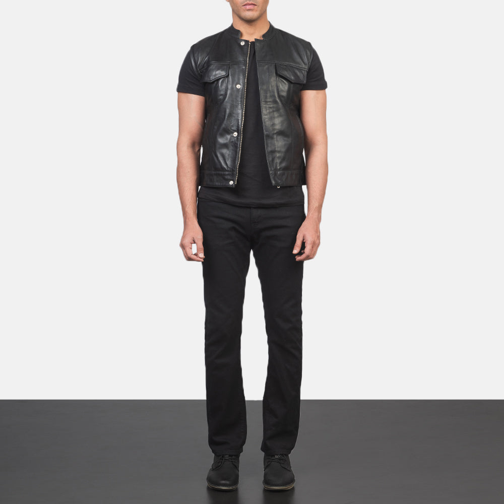 Atlas Moto Black Leather Vest