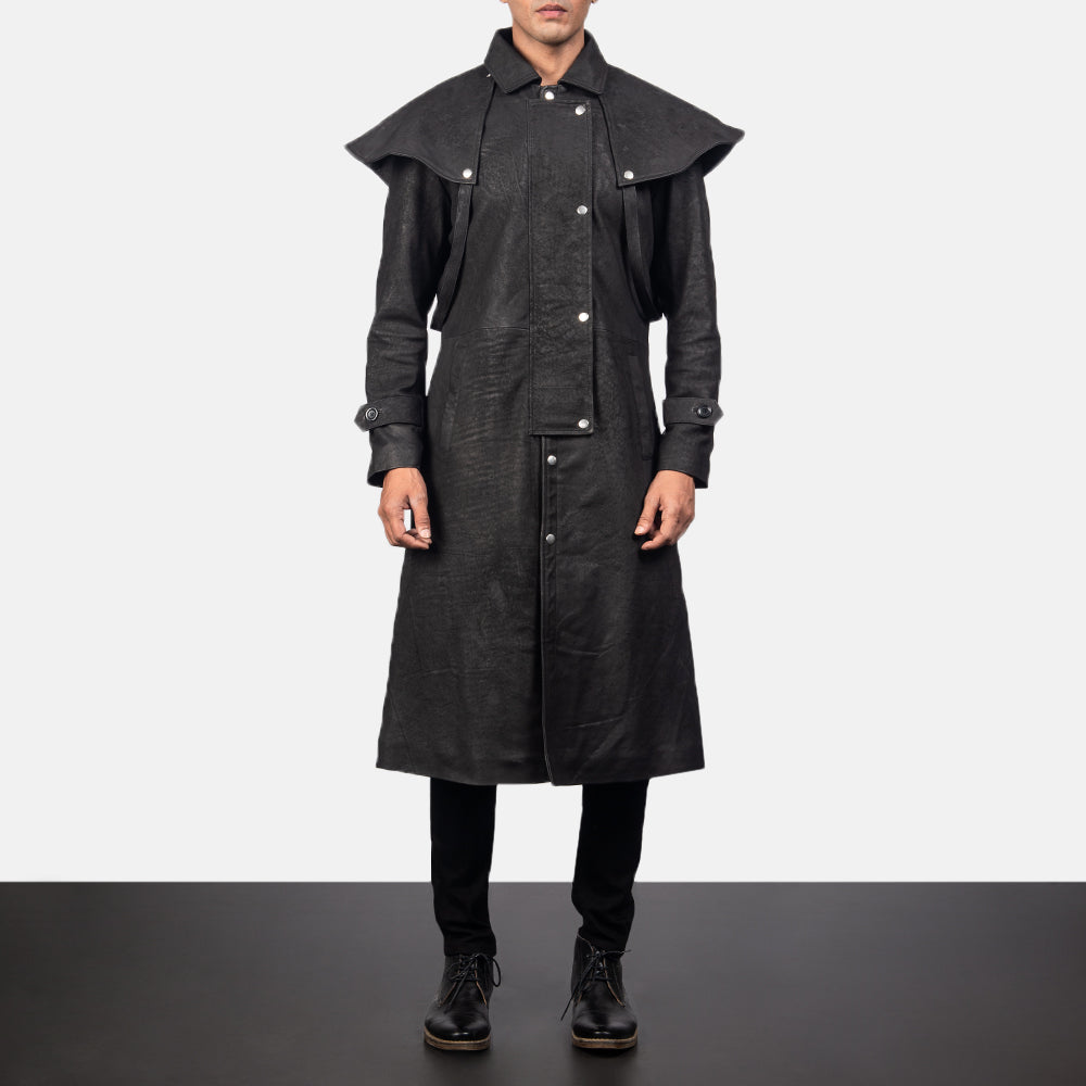 Maverick Black Leather Duster