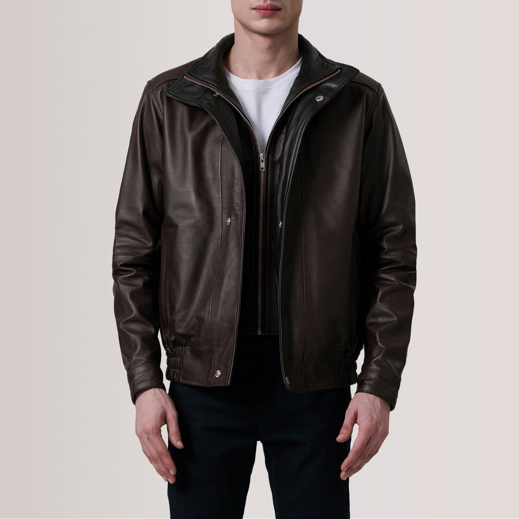Alfred Maroon Leather Bomber Jacket