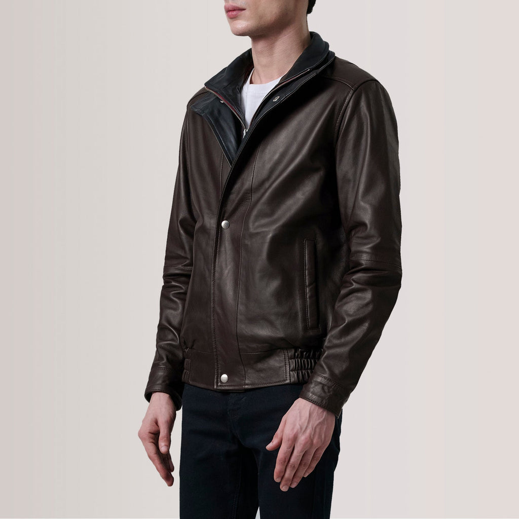 Alfred Maroon Leather Bomber Jacket