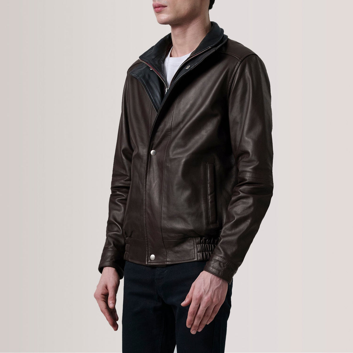Alfred Maroon Leather Bomber Jacket