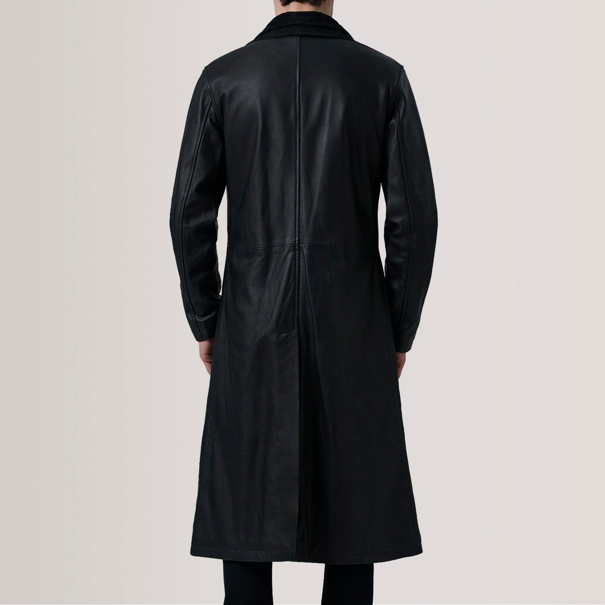 Charlton Black Leather Single Breasted Coat