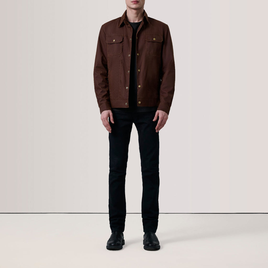 Colberto Brown Waxed Canvas Trucker Jacket