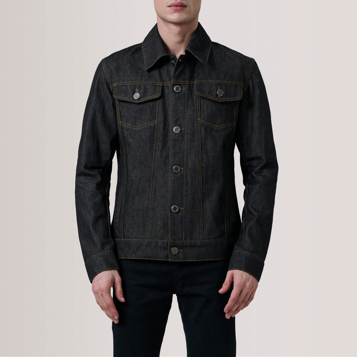 Conard Faded Black Denim Trucker Jacket