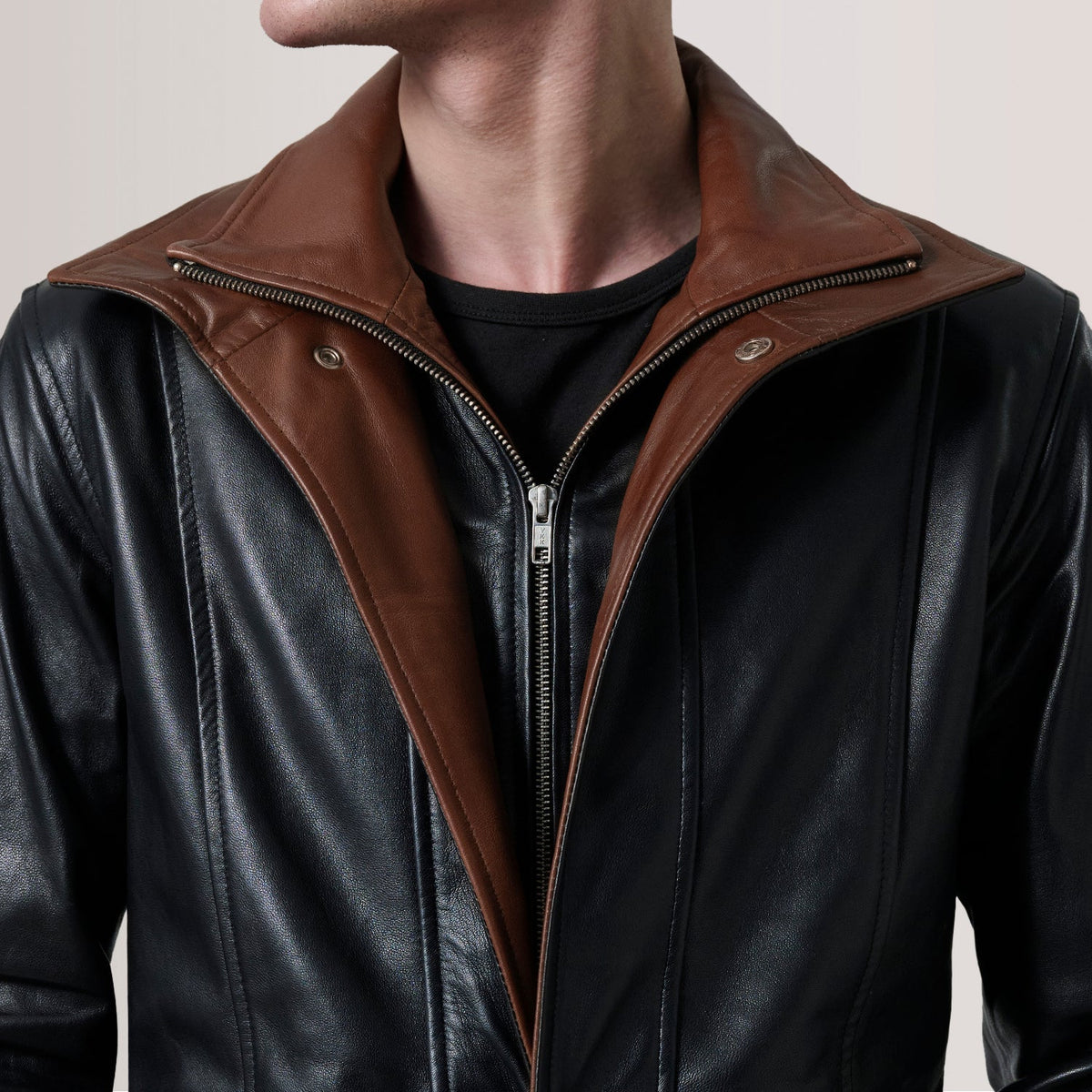 Connor Black Leather Coat
