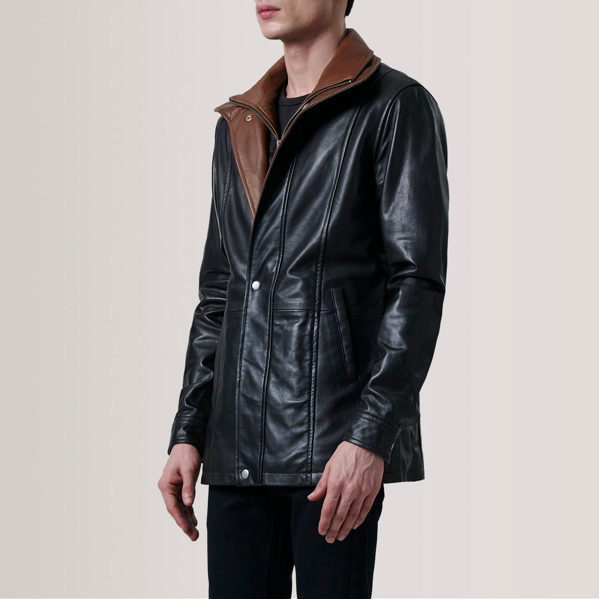 Connor Black Leather Coat