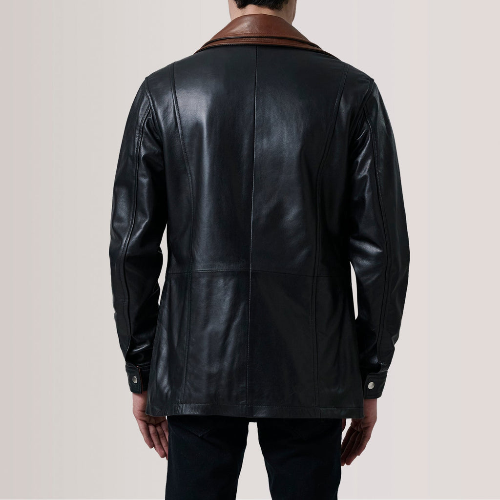 Connor Black Leather Coat