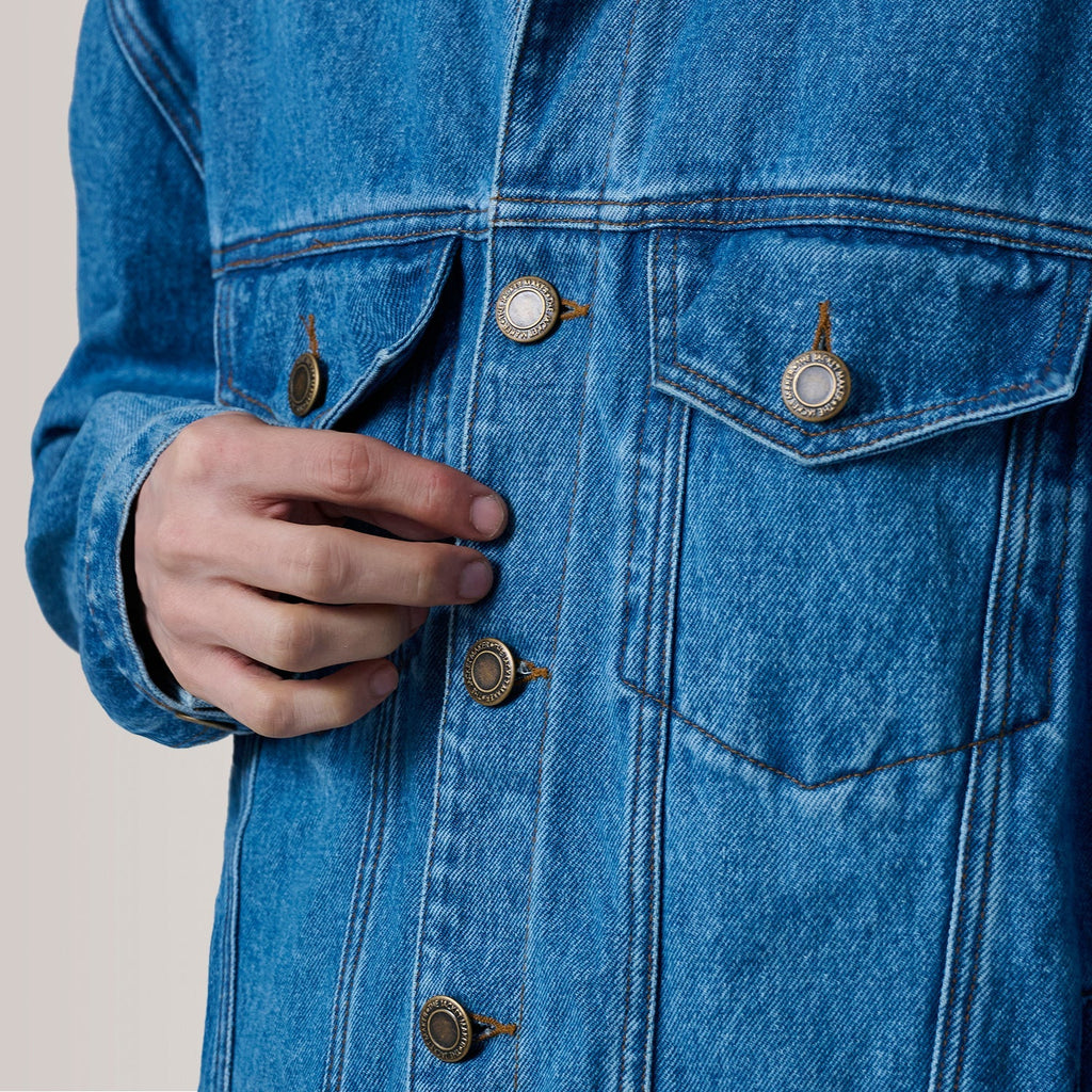 Eddie Dark Blue Oversized Denim Trucker Jacket