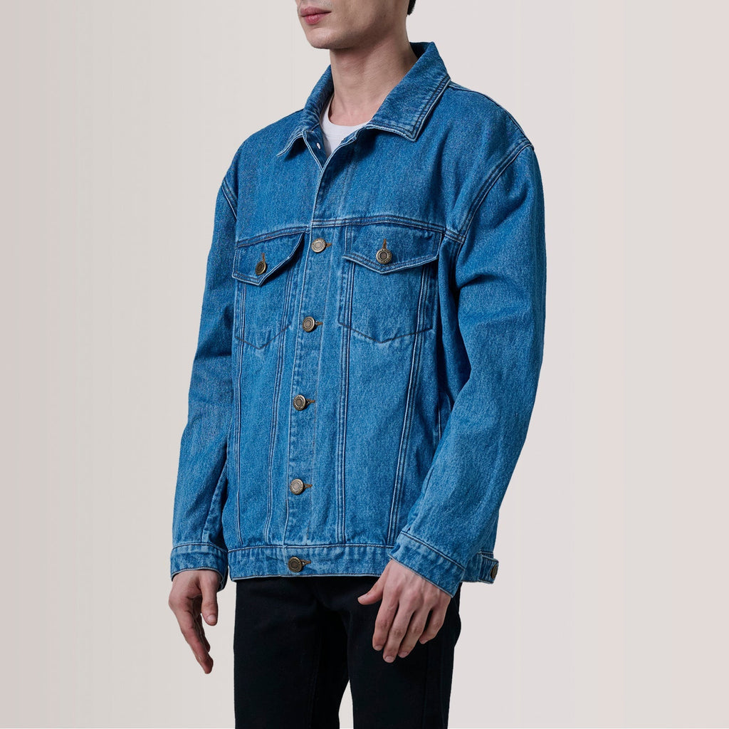 Eddie Dark Blue Oversized Denim Trucker Jacket