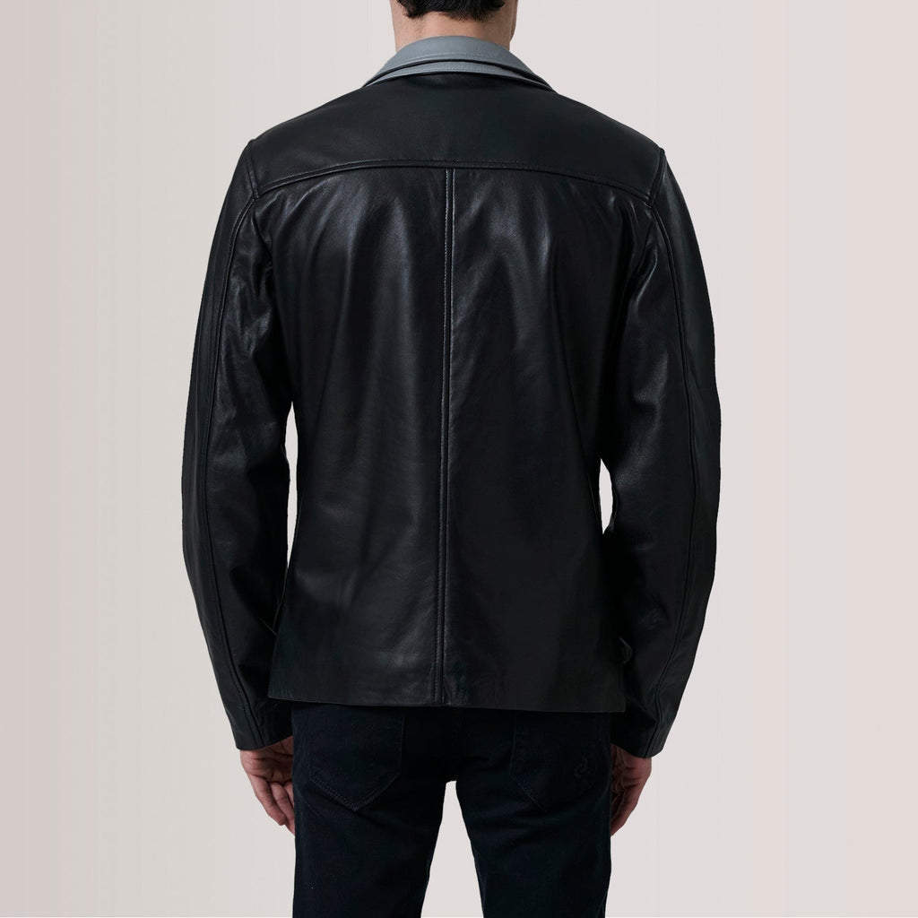 Henrik Black Leather Cafe Racer Jacket