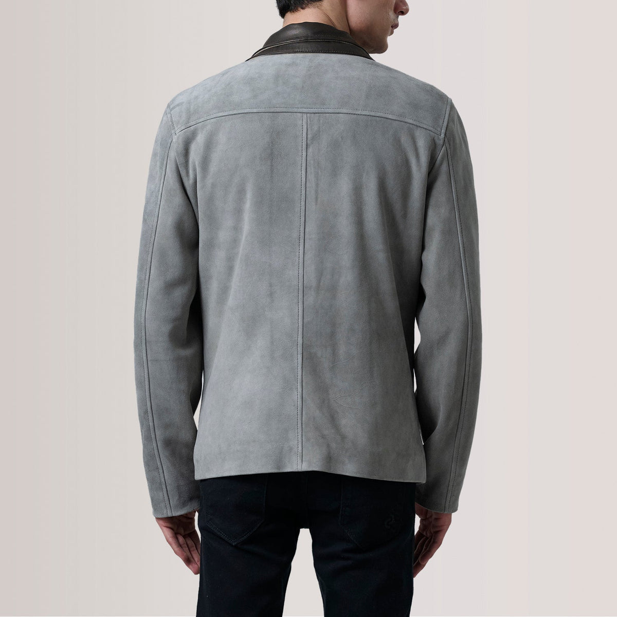 Henrik Grey Suede Cafe Racer Jacket