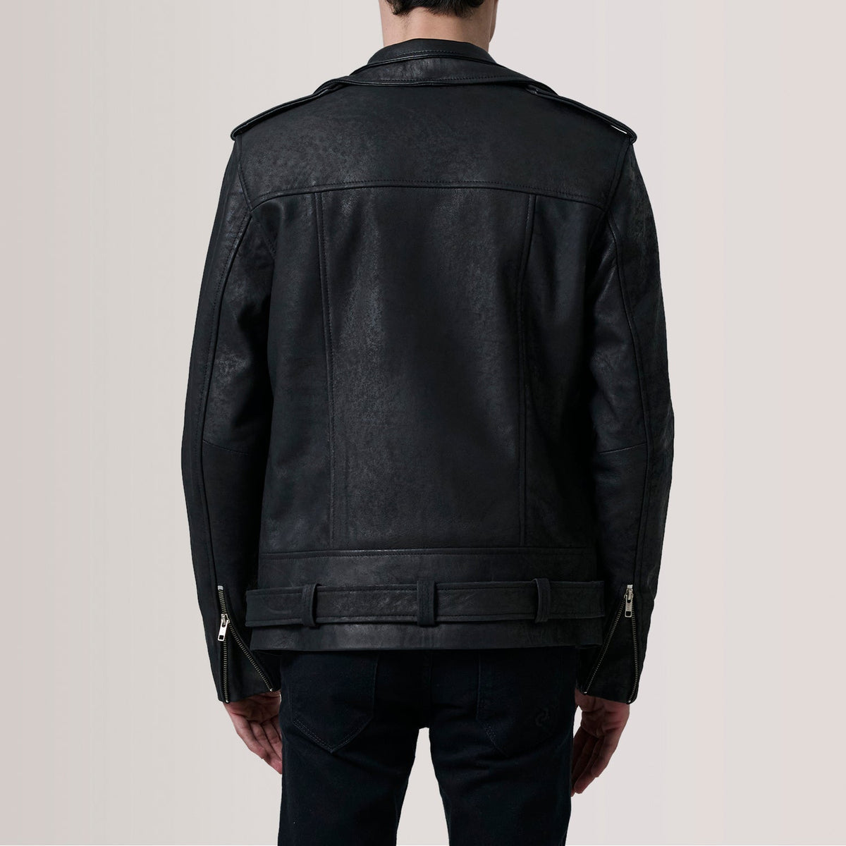 Kole Distressed Black Leather Double Rider Jacket
