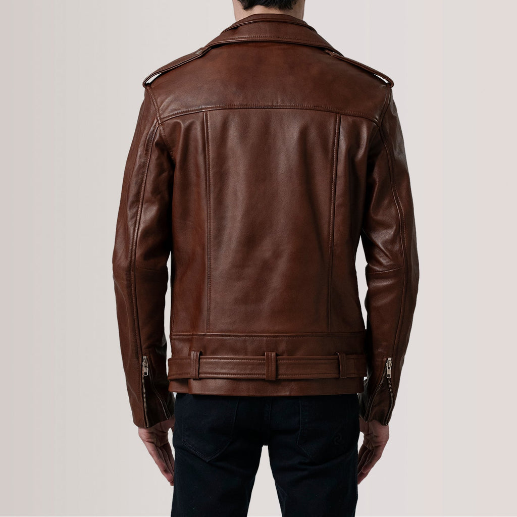 Kole Waxed Brown Leather Double Rider Jacket