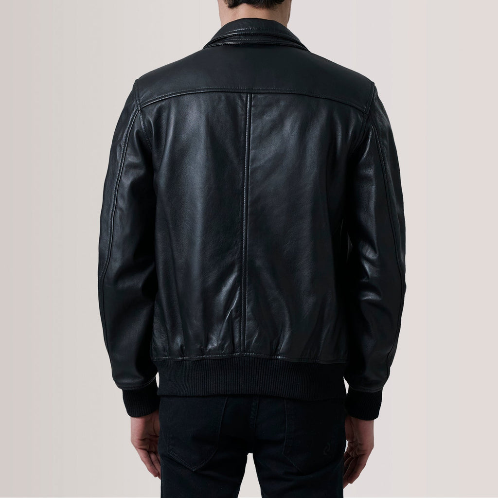 Lester Black Leather Bomber Jacket