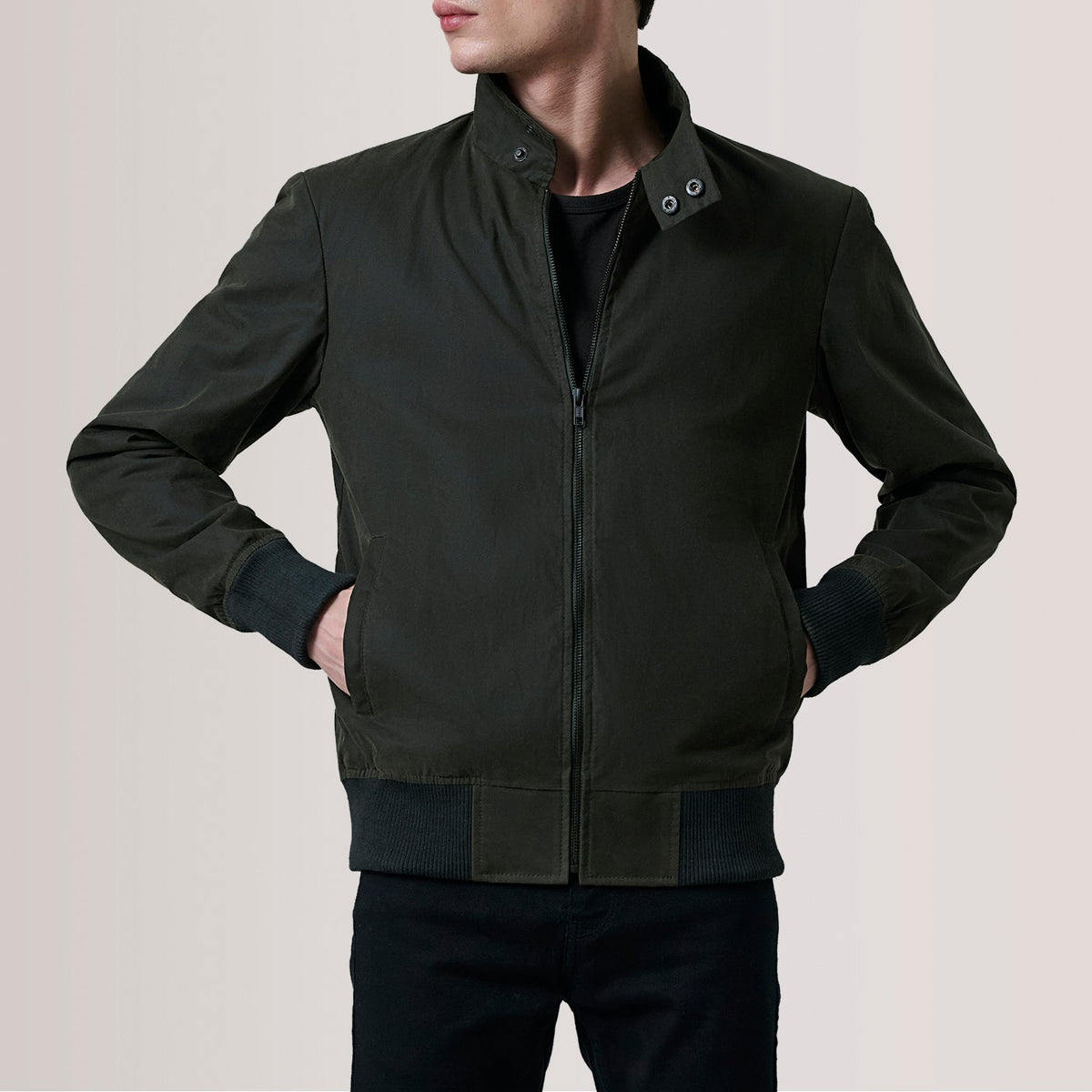 Morrison Olive Canvas Bomber Jacket