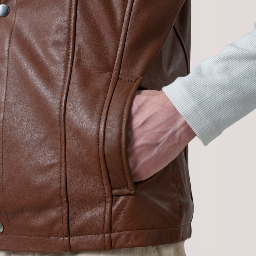 Zane Waxed Brown Leather Vest