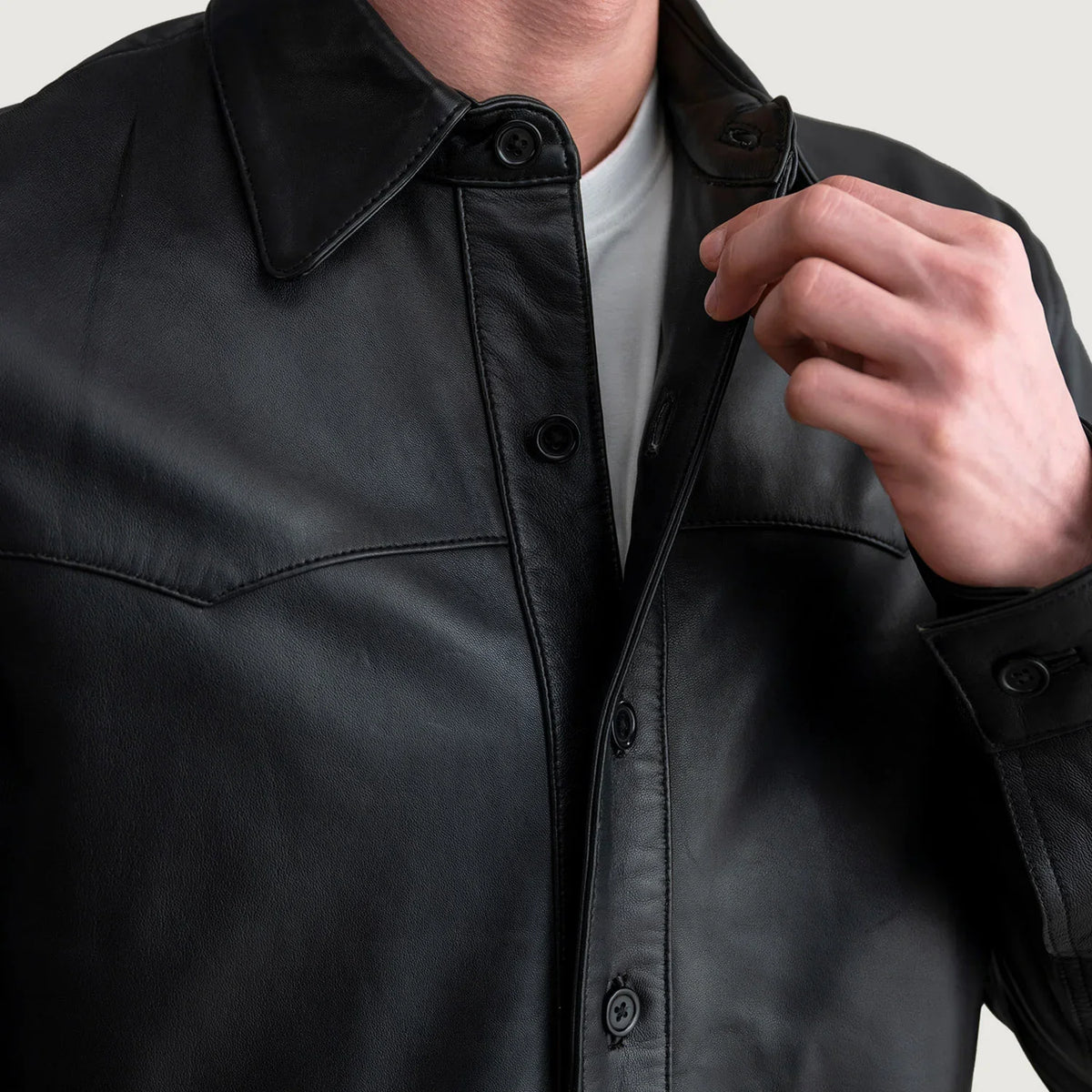 Bronco Black Leather Shirt