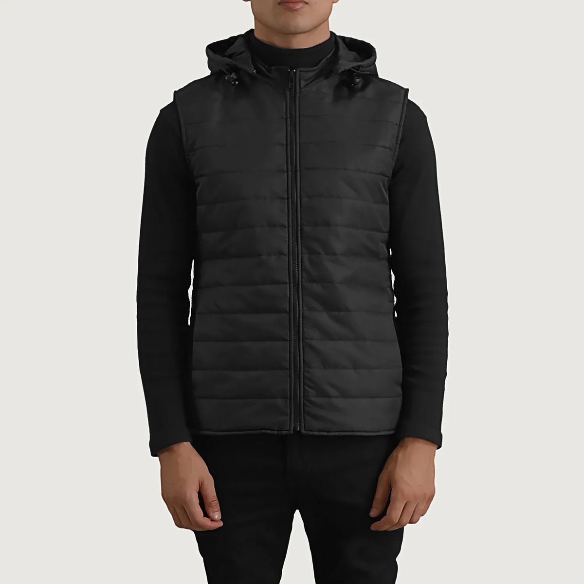 Carlo Black Hooded Puffer Vest