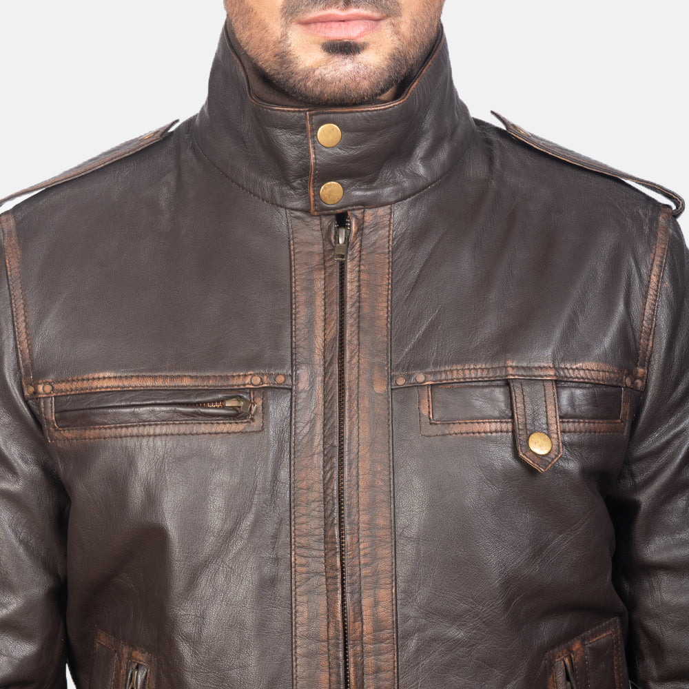 [FS] Glen Street Brown Leather Bomber Jacket
