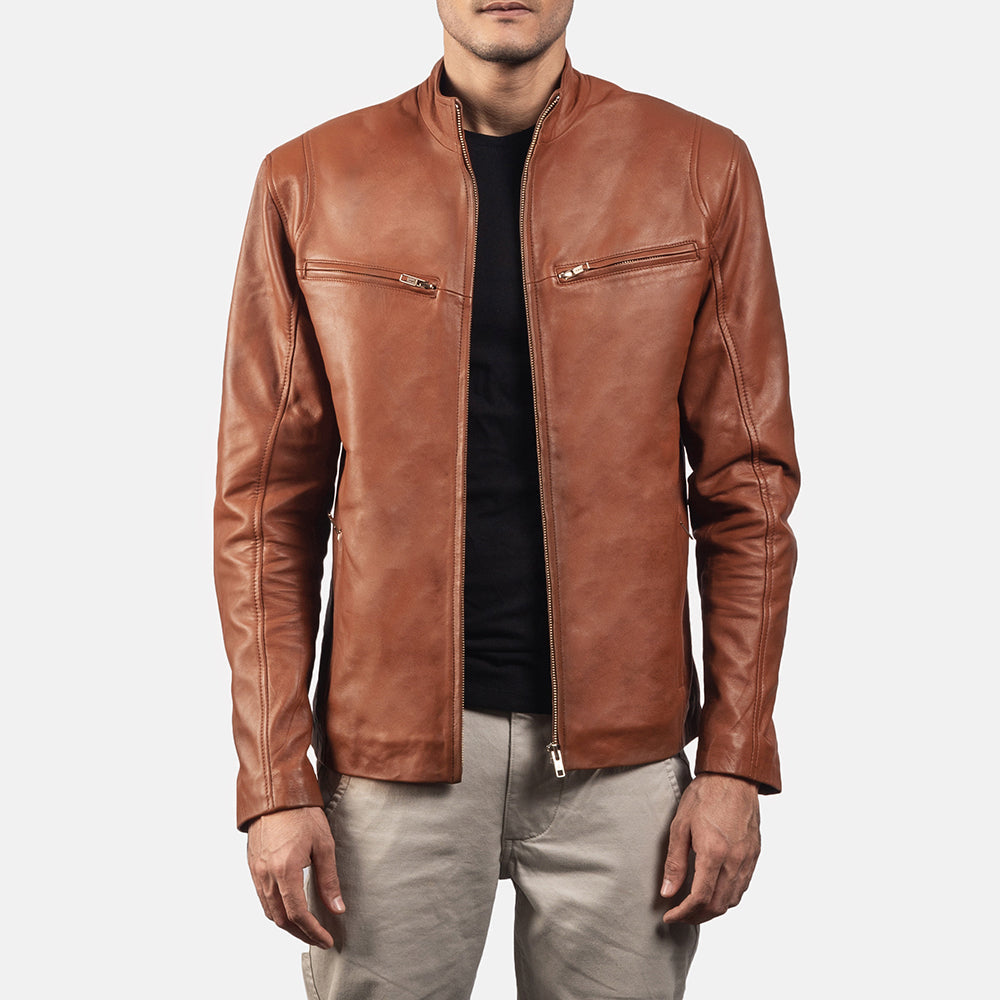 [FS] Ionic Brown Leather Biker Jacket