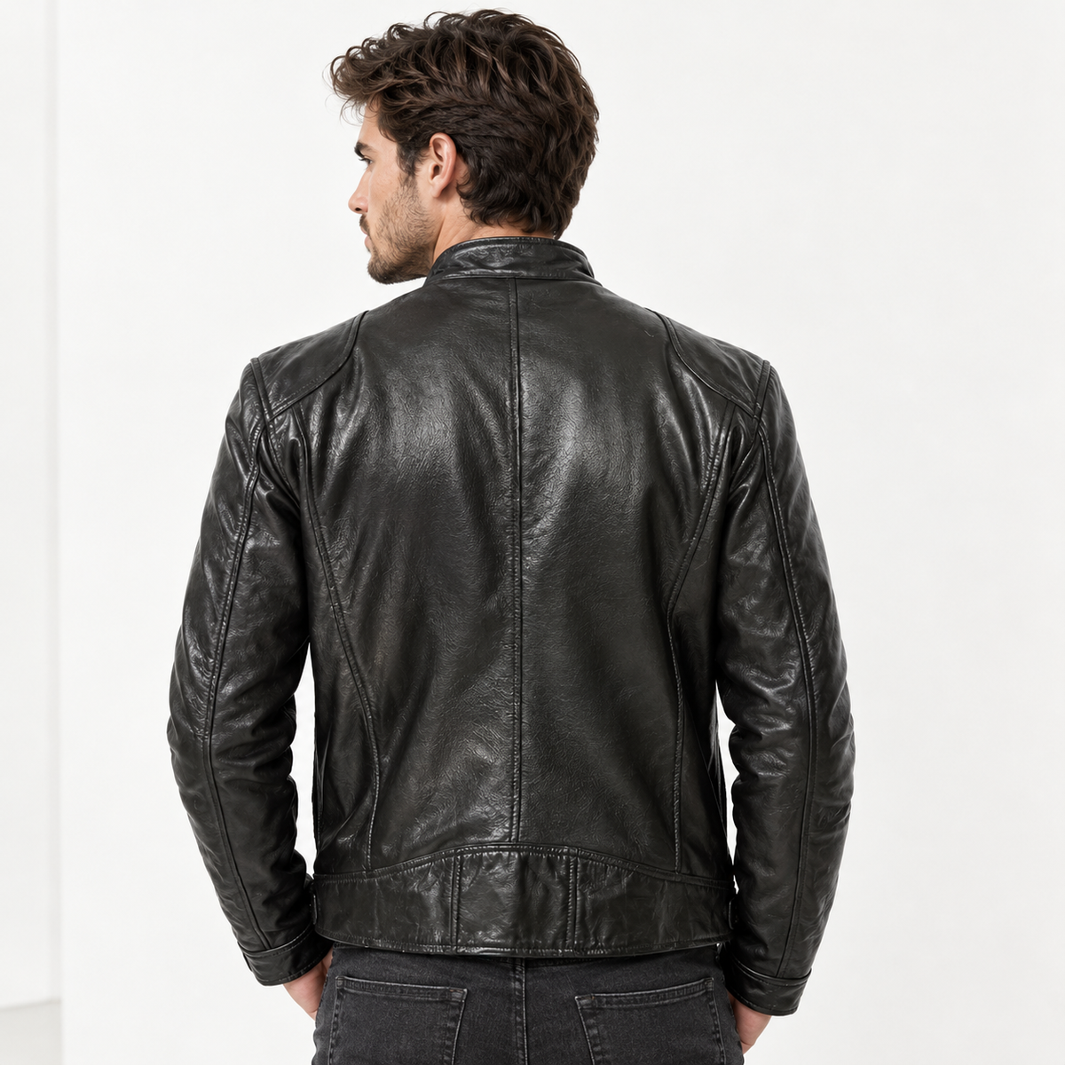 Men's Stand Up Collar Button Up Jacket, A Fashionable New Outfit For Spring And Autumn, Versatile Style, Creating A Handsome Motorcycle Style Jacket