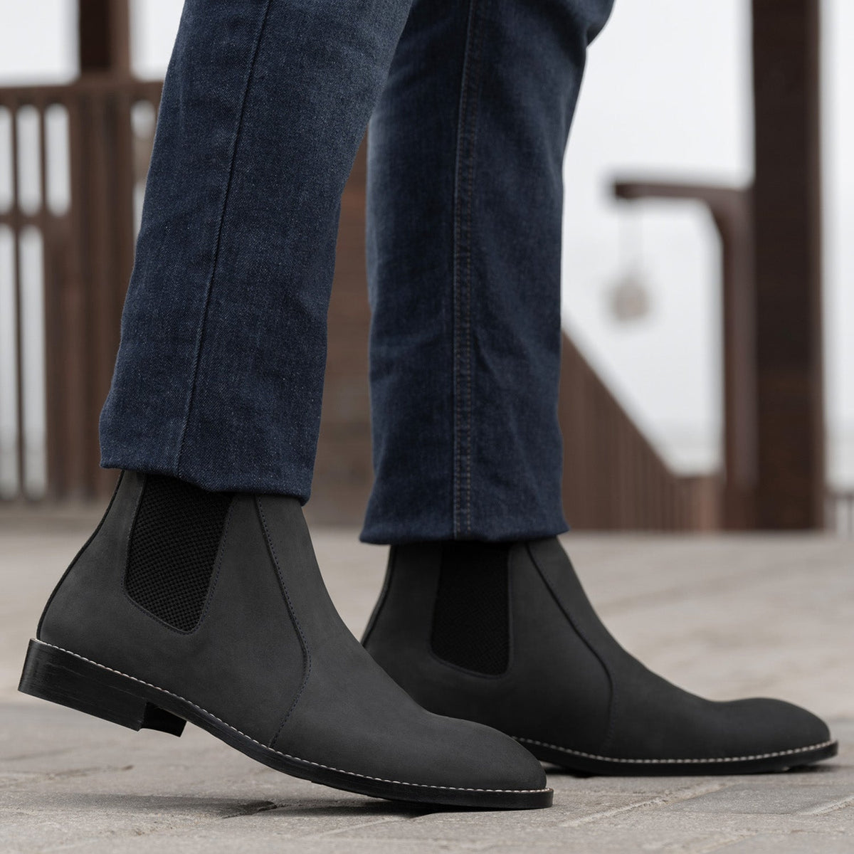 Clarkson Chelsea Grey Nubuck Leather Boots - StudGuard