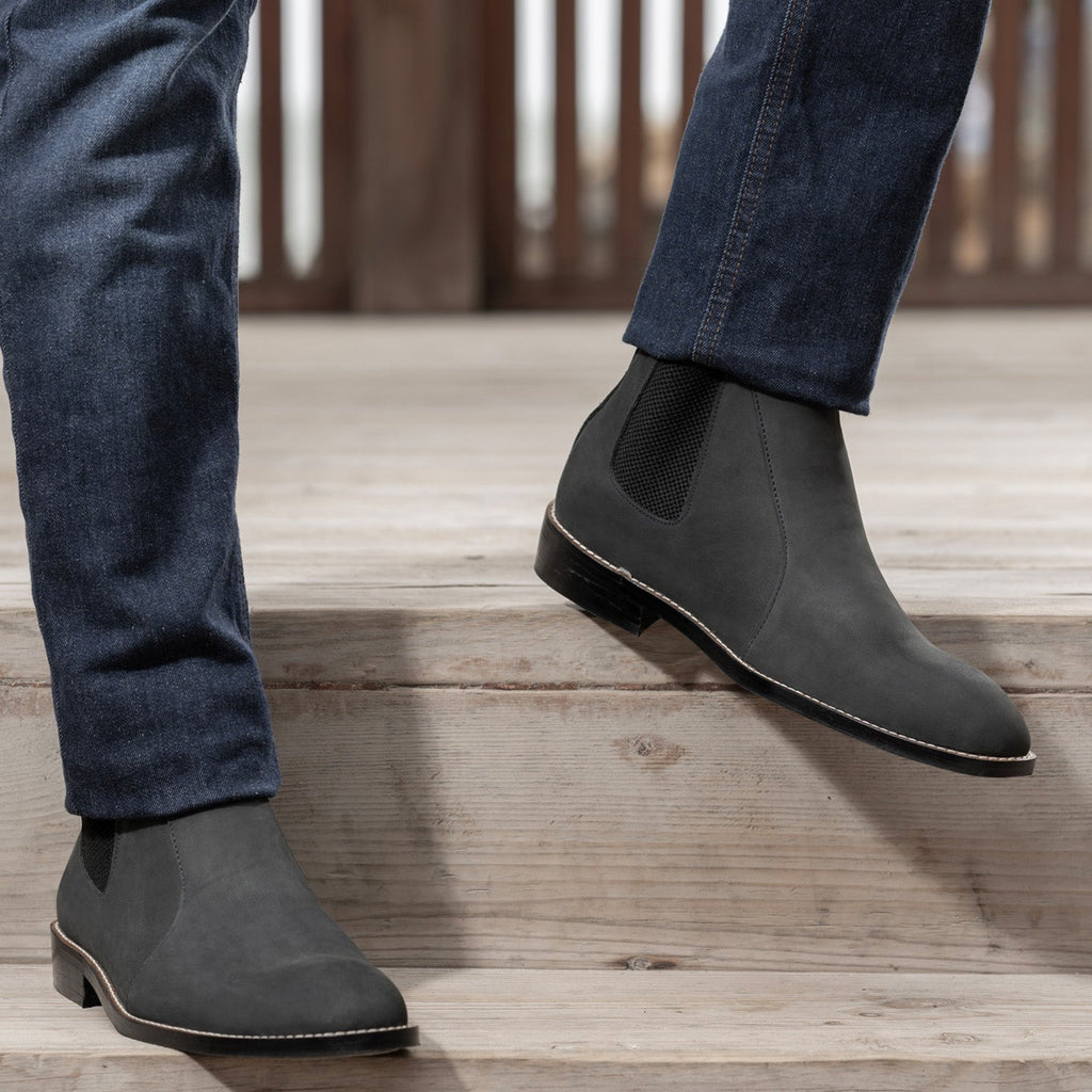Clarkson Chelsea Grey Nubuck Leather Boots - StudGuard