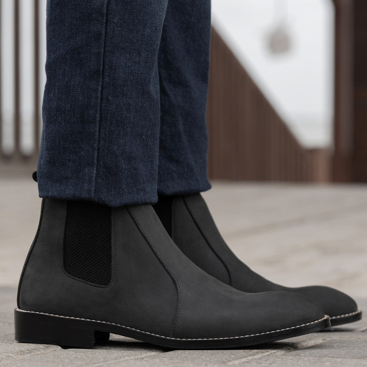 Clarkson Chelsea Grey Nubuck Leather Boots - StudGuard