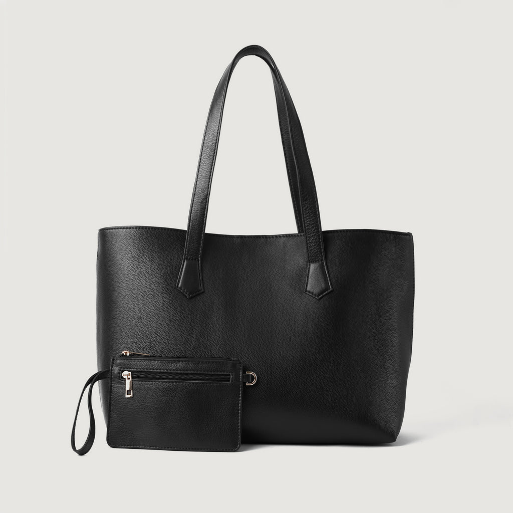 The Bianca Black Leather Tote Bag