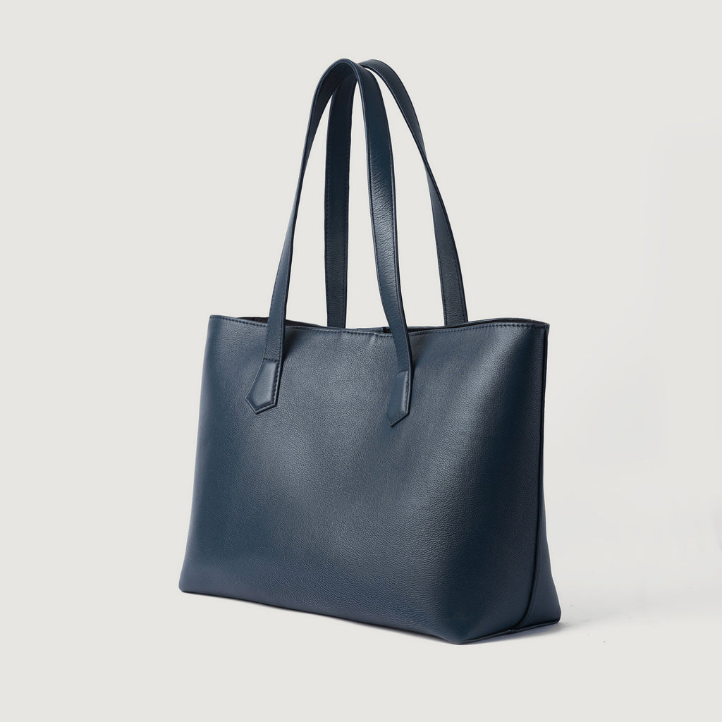 The Bianca Blue Leather Tote Bag