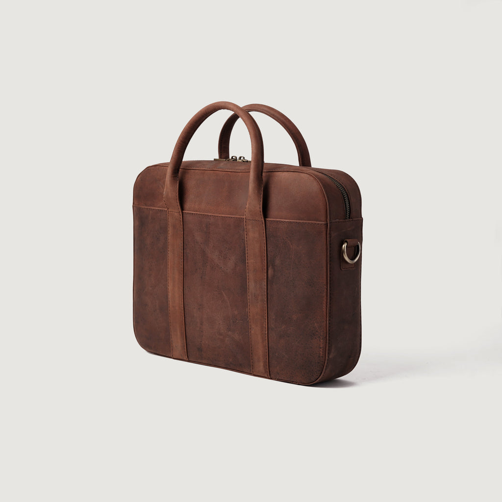 The Captain Vintage Distressed Brown Leather Briefcase