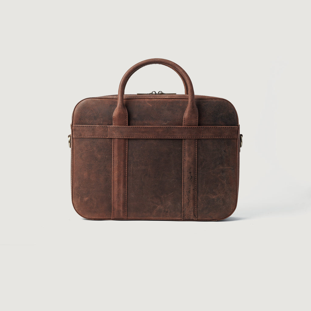 The Captain Vintage Distressed Brown Leather Briefcase